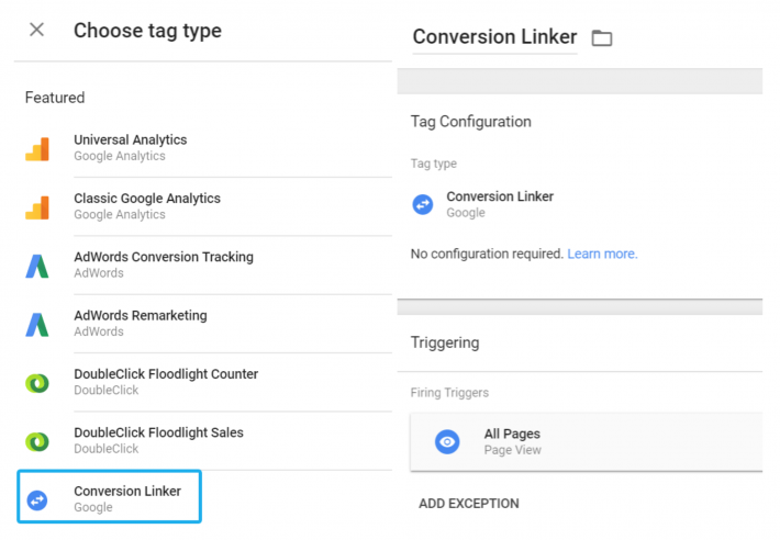 Google Tag Manager - Conversion Linker